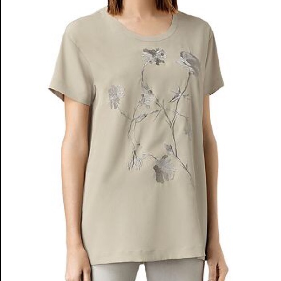 All Saints Tops - ALL SAINTS Nathalia Embroidered Tee